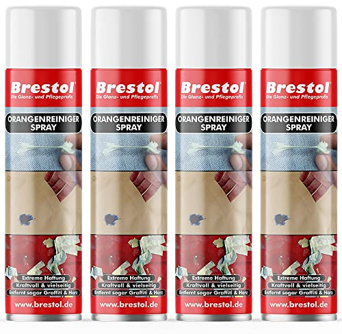 ORANGENREINIGER SPRAY 4x 400 ml (7550) - Kleberrestenentferner Etikettenlöser Harzentferner Gummiabriebentferner Kleberentferner - BRESTOL