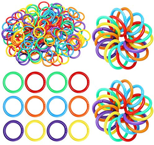 144 Stücke Plastik Binder Ringe Loseblatt Ring Mehrfarbige Plastik Buch Ringe Flexibel für Karten Dokumenten Stapel Farbfelder Organisation Schule Haus oder Büro Gebrauch, 6 Farben (20 mm)
