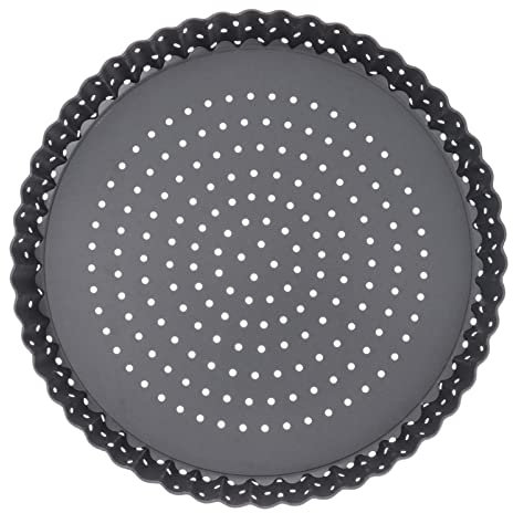 DOITOOOL Teglia Rotonda da Forno Antiaderente, Teglia Antiaderente per Pizza con Traforata, con fondo rimovibile, per Cucinare flan/Quiche croccanti e morbide
