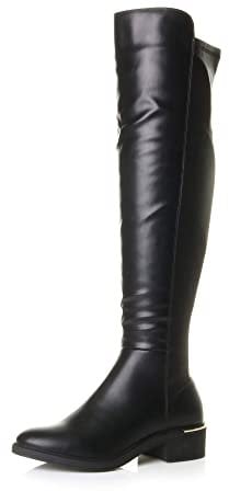 AJVANI Low Block Heel Zip Knee high Stretch Pull on Boots Size 3 36