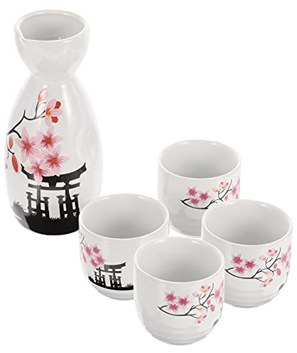 ifundom 1 Juego Jarra de Sake Estilo japonés Juego Sake japones pequeñas Tazas de Sake anteojos Jarra de Whisky Copas de Vino caseras Tetera de Sake de Estilo japonés Delicado Colocar Vaso