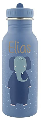 Elfenstall Personalisierte Trixie Baby Edelstahl Trinkflasche mit Namens-Gravur (500 ml, Elefant)