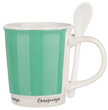 KASANOVA Mug Verde 400 ml con cucchiaino Verde Tavola,tè e caffè