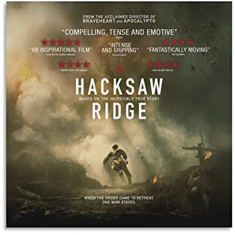 Hacksaw Ridge Biography War Story Movie Poster Canvas Art Poster And Wall Art Picture Print Modern Family Bedroom Decor Poster 12x12inch(30x30cm)