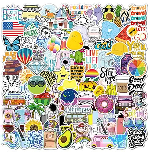 Aufkleber 100 Stück Aesthetic Sticker Set, VSCO Cute Vinyl Decals Kawaii Stickers für Motorrad Laptop Koffer Skateboard Notebook Scrapbook Fahrrad Gitarre MacBook iPad