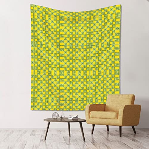 GWINDI Magical Art Lines gelber Wandteppich Wandbehang Tapisserie Raumkunst Wohnkultur Wohnzimmer Teiler Balkon Sheer