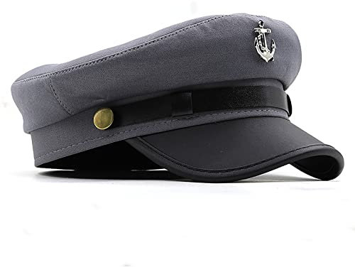 Maticr Unisex Yacht Captain Hat Chauffeur Hüte Newsboy Cap Anker Skipper Hut Cabbie Paperboy Barett Cap, grau, M/L