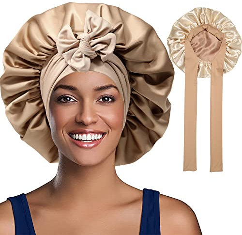 WELROG Satin Haarhaube für Damen - Doppelseitig Satin Seidenhaube Zum Schlafen Schlafhaube Haare Schützen Haarhaube für die Nacht Satin Bonnet