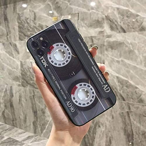 HANASE Vintage Kassette Handyhülle Silikon weich für iPhone 14 13 12 11 Pro Mini XS MAX 8 7 6 Plus X XS XR Cover, A8, für iPhone 11 Pro