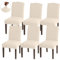 Granbest Hohe Dehnung Stuhlhussen, Universelle Passform Jacquard Esszimmerstühle Bezüge, Abnehmbare Stuhl Protektors für Esszimmer, Küche, Restaurant und Hotel (Set von 6, Beige)