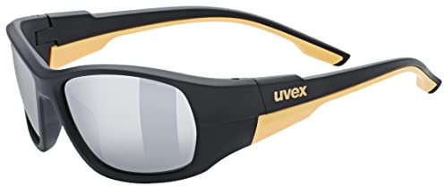 uvex sportstyle 514 - Sportbrille für Kinder - starker Schutz vor Sonnenstrahlung - unzerbrechlicher Flex-Rahmen - black matt/mirror silver - one size