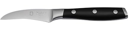 METRO Professional Spelucchino a lama curva, acciaio inox, 72.2 mm, finitura in titanio, manico antiscivolo rivettato, nero