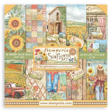 Scrapbooking Small Pad 10 sheets cm 20,3X20,3 (8X8) - Sunflower Art