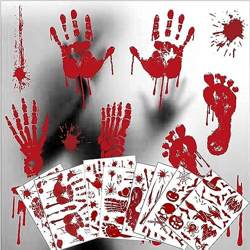 8 Blätter Halloween Fensteraufkleber, Halloween Selbstklebende horror sticker, Halloween Dekoration Aufkleber Set mit Gespenster, Kürbis, Fledermäuse für Halloween Party, Spukhaus (8 Pcs)