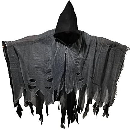 Rpporm Halloween-Umhang-Kostüm für Erwachsene Zerfetztes Verkleidet -Geist-Kostüm-Requisiten Geburtstagsfeierdekorationen Für Frauen (Black, One Size)