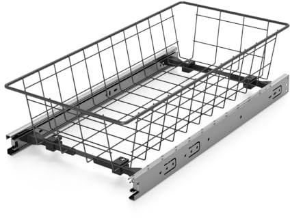 Stolmet Schrankauszug Schrankkorb Ausziehbare Schublade mit Kugellager Korbauszug für Schrank Garderobenschrank mit Außenbreite von 60 cm 530 x 475 x 170 mm Anthrazit