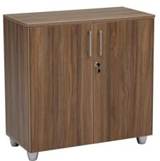 furni24 Aktenschrank mit Schloss und Fächern – Abschließbarer Holzschrank, mit 1 verstellbaren Regalbrettern, Flügeltüren und Metallscharnieren – Nussbaum, 80x80x40 cm