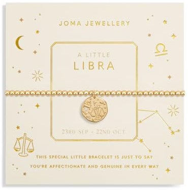 Joma Jewellery STAR SIGN A LITTLE LIBRA Gold Plated Bracelet in 17.5 cm stretch