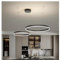 WayLuoung Metall LED Kronleuchter | 2 Kreise 40+60cm | 40W Rings Deckenhängelampe, Dimmbare Fernbedienung 3000–6000K, Acryl Schirm Pendelleuchte, Wohnzimmer Schlafzimmer Foyer Esszimmer【Schwarz】