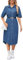 Sukany Women's Casual Denim Dress Button Down Lapel Jean Shirt Short Sleeve Mid Long Loose Dress Dark Blue XL