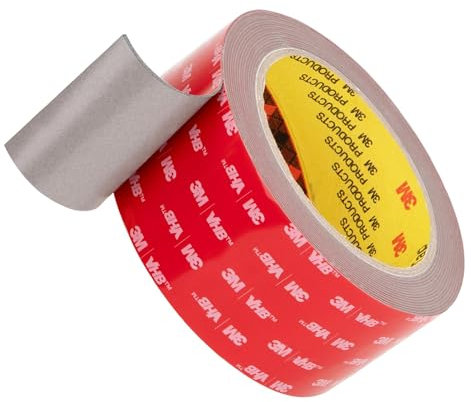 3M Ruban Adhésif Double Face 5608 50 mm x 4,7 m, Gris, 1 Rouleau De 0,8 mm d'Épaisseur Mousse Très Résistant Et Étanche Pour Décoration De Voiture Maison Bureau