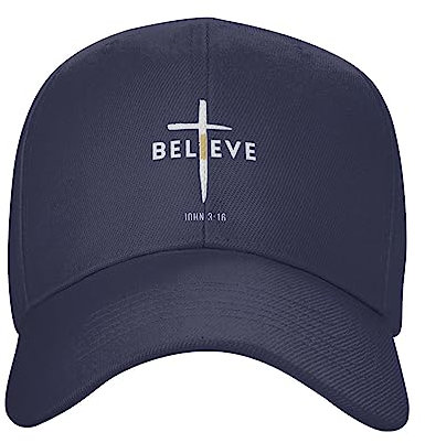 NLWQEKV I Believe John 3:16 Cross Christian Gifts Men Black Unisex Baseball Cap Vintage Cotton Men Women Dad Hat Adjustable