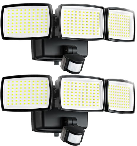 AIXPI Bewegungsmelder Aussen Batterie, 240 LED Strahler mit Bewegungsmelder Batteriebetriebene Aussenlampe, IP65 Wasserdichte Sicherheitsleuchten Außenwandleuchten für Garage Garten Hof, 2 Packung
