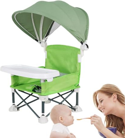 Silla De Camping Para Bebé, Trona De Viaje, Trona Portatil Bebe, Uso Interior Y Exterior, Toldo, Silla De Playa Con Mesa Y Sombrilla, Silla De Césped Para Bebés Y Niños Pequeños, Camping, Playas