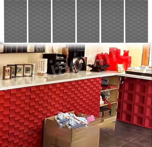 Indoor Outdoor 3D Wall Panels Stone Tile Texture, 23.6 X 47.2 In Waterproof PU Wall Covering Panels, for Residential and Commercial Interior Décor(Gray,6pcs)