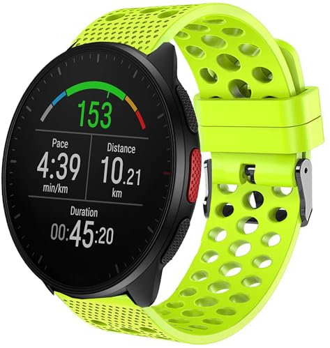 Blueshaweu 20mm 22mm Armband Kompatibel Für Poar Smartwatch, Classic Sport Silikon Uhrenarmband Für Polar Unite,Ignite, Ignite 2, Ignite 3, Pacer, Grit X, Grit X Pro, Grit X2 Pro (22MM, grün)