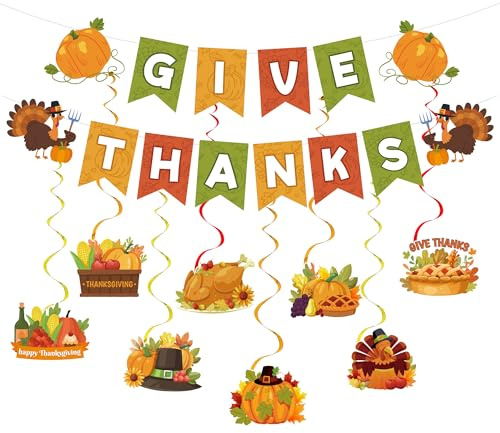 Thanksgiving Banner Spirale,17 Thanksgiving deko herbst Hängende Strudel Herbst-Banner für Thanksgiving und Herbstdekoration