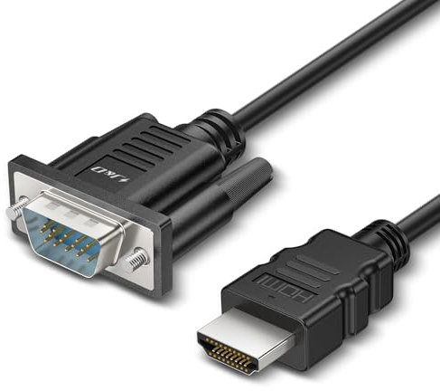 J&D Cable HDMI a VGA, Adaptador Unidireccional Macho a Macho, Soporta Resolución 1080p, Compatible con Computadoras, Portátiles, PC de Escritorio, HDTV, Conductores de Cobre Duraderos, Negro, 2 m