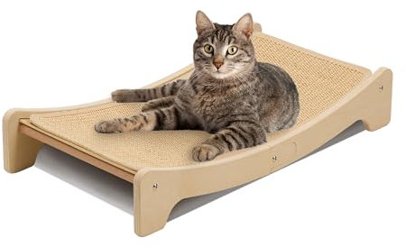 PETKARAY Sisal-Kratzbrett für Katzen, gebogener Sisal-Kratzbaum, große Kratzmatte für Hauskatzen, strapazierfähiges Lounge-Bett für Kätzchen