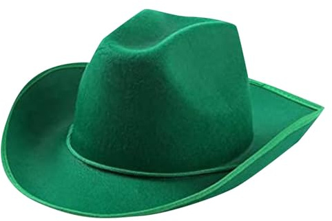 St. Patrick's Day Green Felt Cowboy Hat Cowgirl Western Hat Shamrock Leprechaun Costume Fancy Dress Funny IrishCarnival Party Holiday Cosplay Party