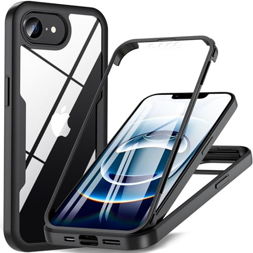 OWKEY for iPhone 16e Case 360 Degree Full Body Rugged with Built-in Screen Protector Heavy Duty Shockproof Phone Cover for iPhone 16e 2025 (Black)