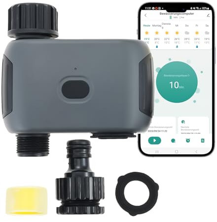 Aupoko Smart Bewässerungsuhr mit Bluetooth & App Steuerung – WiFi Bewässerungscomputer mit Alexa-Sprachsteuerung, IP55 Schutz & Regenverzögerung für Garten, Landwirtschaft & öffentliche Grünflächen