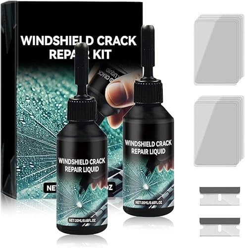 DEJIN 2Pcs Windshield Crack Repair Kit, DIY Glass Scratch Remover, Cracked Glass Repair Fluid for Windscreen Chips