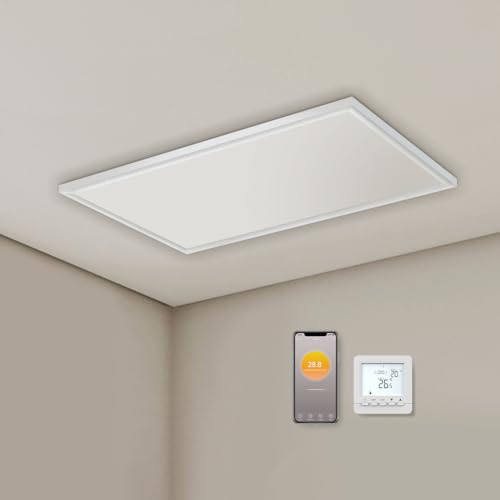 EVOKOR Infrarotheizung Deckenmontage mit Thermostat 660W, APP Fernbedienung Steuerung, Infrarot Deckenheizung mit Überhitzungsschutz, Heizplatte Heizkörper Heizpaneel -1030 * 630mm