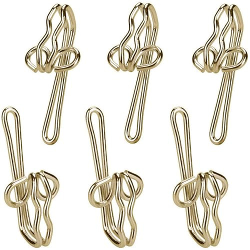 100 Pieces Gold curtain hooks with Sturdy Brass Finish, Ideal for Hanging Drapes, Includes metal curtain hooks for Header Tape, Suitable for Home, Hotel, and Office Use