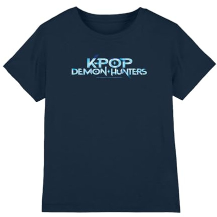 Kpop Demon Hunters Unisex Kids K-pop Demon Hunters - Full Colour Logo Kids T Shirt, Navy T-Shirt