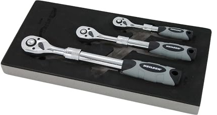 Neilsen CT5796-3pc Extending Ratchet Set with 1/4in, 3/8in & 1/2in Drive | 72 Tooth Quick Release | Ideal for Automotive & Workshop Use