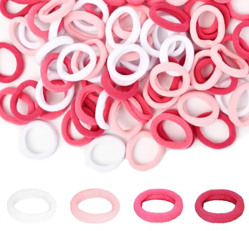 100 Stück Baby-Haarbänder, Rosa weiche Haargummis für Mädchen, Niedliche Haaraccessoires für Babys, Kinder und Kleinkinder