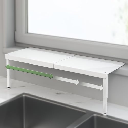 EXCLURA Fensterbank Verlängerung Ausziehbare Fensterbankverlängerungsplatte, Höhenverstellbare Fensterbankverlängerung, Pflanzenregale für Fenster aus Kohlenstoffstahl, Katzenfensterbank(Short-L)