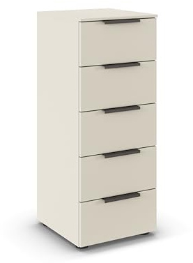 Rauch Möbel Flipp, Kommode, Farbe Beige, Breite 40 cm | Sideboard, 5 Schubladen, Soft-Close-Funktion, für Schlafzimmer, Gästezimmer, Wohnzimmer, Garderobe, Flur