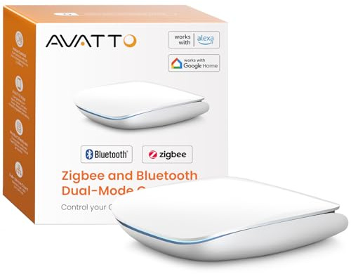 AVATTO Zigbee y Bluetooth Modo Dual Gateway Hub para cerradura de puerta AVATTO y termostato. Compatible con la aplicación Smart Life y Tuya (puede conectar 128 dispositivos)