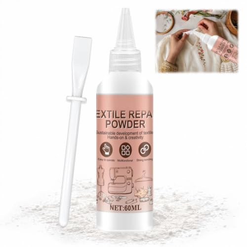60ml Polvos Termoadhesivos incluye Esparcidor de Precisión para Tela | Polvo de Parche, Polvos Termoadhesivos Ropa, Efecto Adhesivo Directo Después del Planchado para Algodón, Ropa, Pantalones