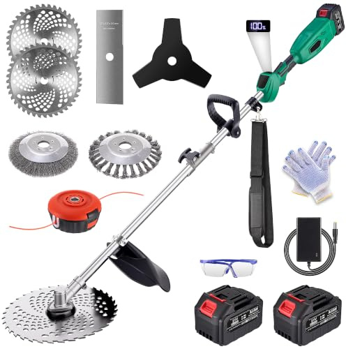 6- IN-1 Rasentrimmer mit Akku für Makita Akku, Rasentrimmer Bürstenloser Motor, 2 x 4.5Ah Batterien Akkuu Motorsense Freischneider mit Unkrautbürste für Rasenschneiden und Garten