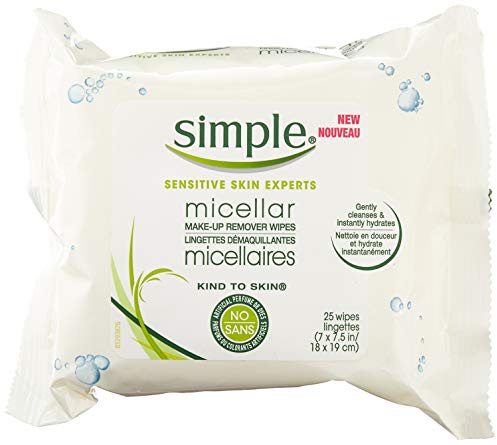 Simple Facial Wipes Micellar, 25 Count (Pack of 6)