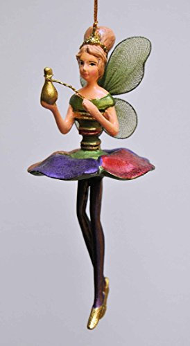 crafts & design Blumenelfe mit Gefäß, Fee, Deko Hänger, grün, lila, rot, 16 cm