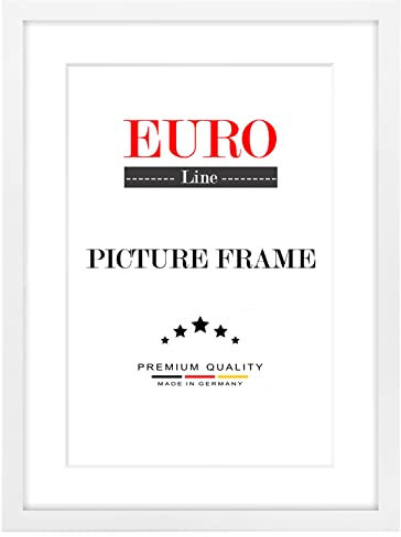 EUROLine Holz Bilderrahmen 60 x 80 cm Weiss Matt mit Antireflex-Acrylglas für | Foto | Poster | Puzzle Rahmen